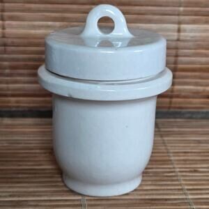 Antique Taylor Tunnicliff England Porcelain Egg Coddler Covered Cup Off White